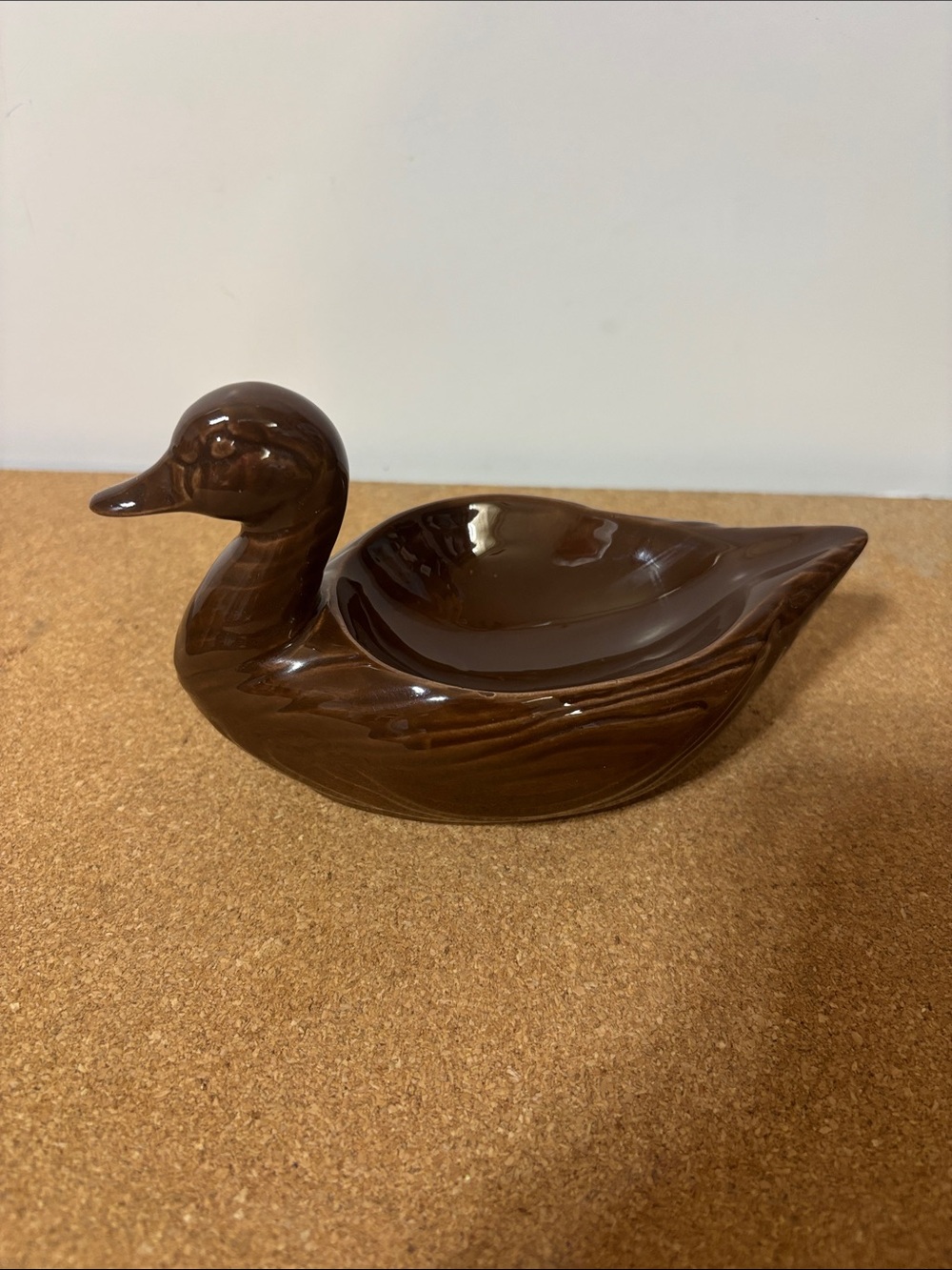 Vintage Brown Ceramic Duck Dish - Home Accents 6” Coin Ring Holder